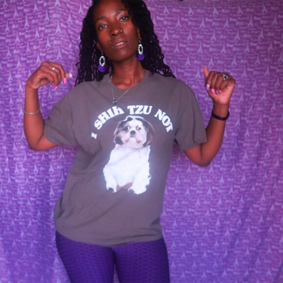 Delta Pro Weight "i shih tzu not" t-shirt tee shirt dog doggie doggy in gray L - Picture 2 of 6